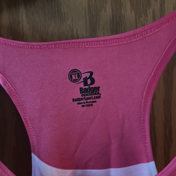 BADGER SLEEPING BEAUTY TANK: PINK/WHITE: NWOT: SIZE XL - Picture 3 of 4